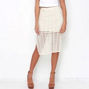 Billabong Lovers Sun cream crochet midi skirt